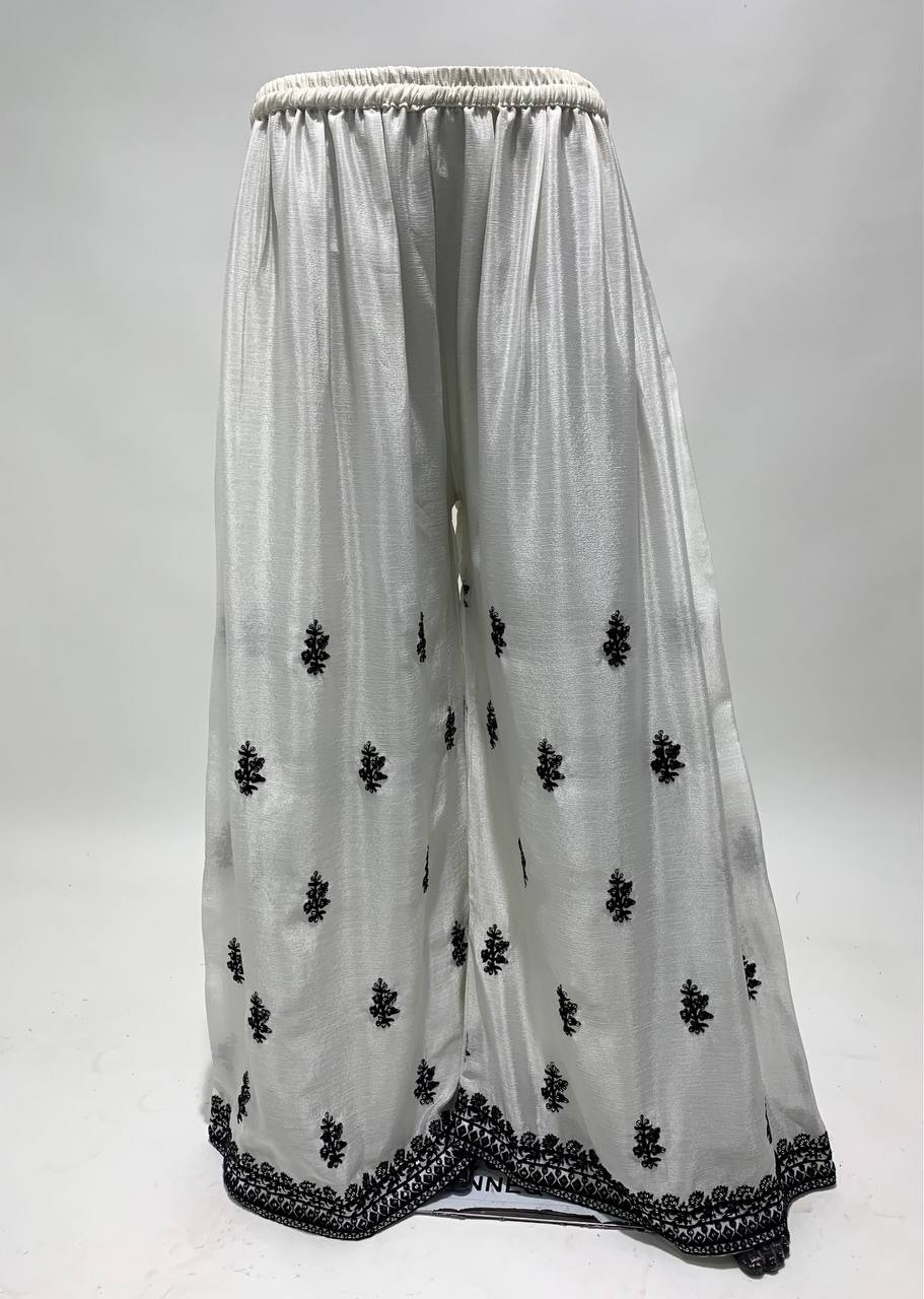 Lorenvalley White Chinon Embroidery With Sequince Work Salwar Kameez Stitched | Grocsy