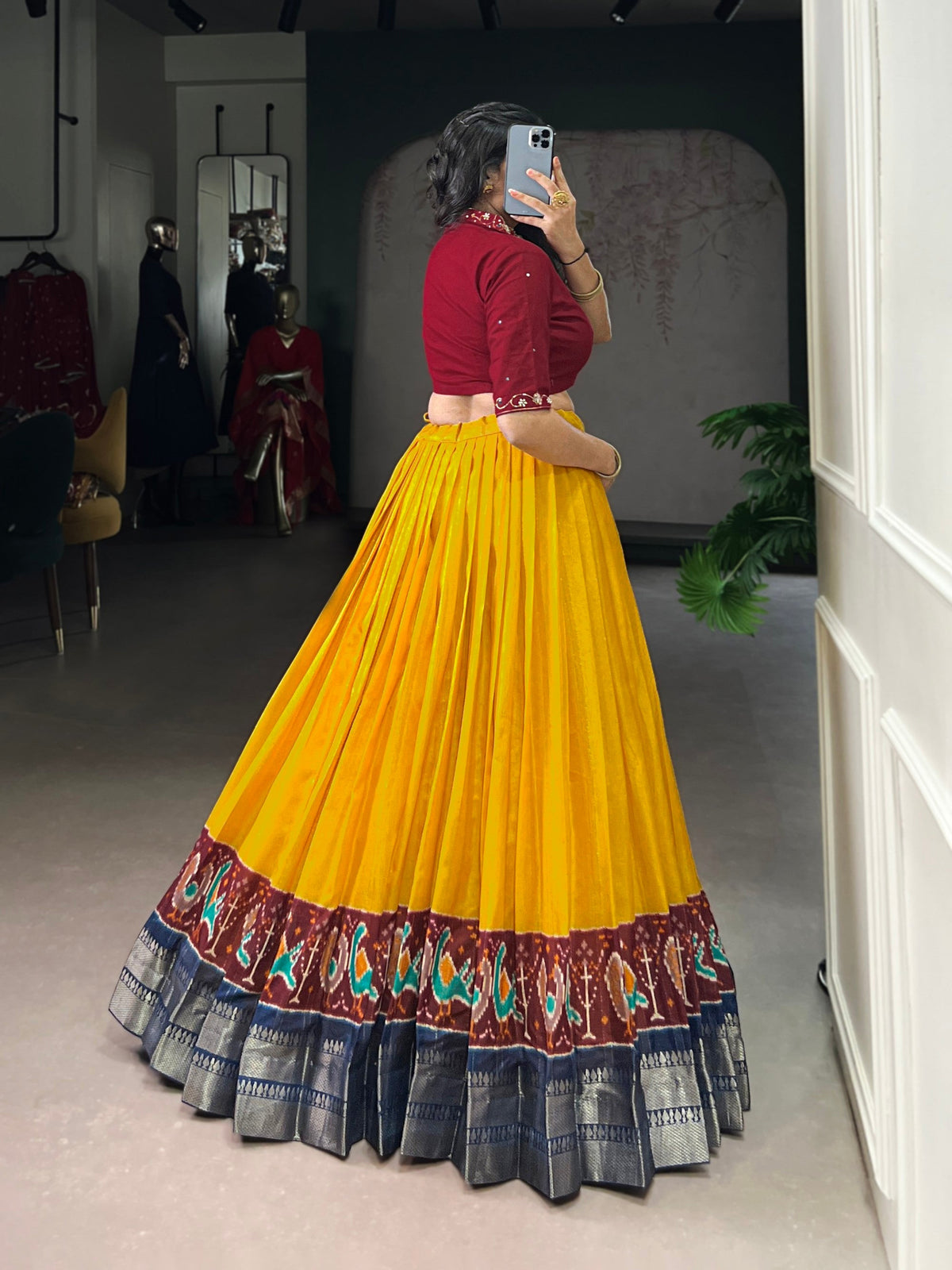 Lorenvalley Fashion Mustard Poly Cotton Printed With Zari Weaving Lehenga Choli | Grocsy