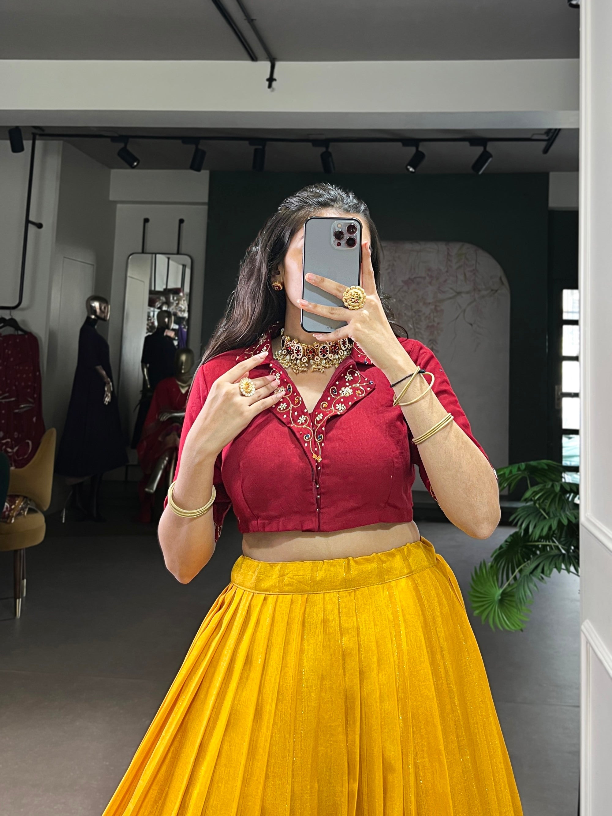 Lorenvalley Fashion Mustard Poly Cotton Printed With Zari Weaving Lehenga Choli | Grocsy