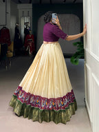 Lorenvalley Fashion Offwhite Poly Cotton Printed With Zari Weaving Lehenga Choli | Grocsy