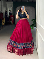Lorenvalley Fashion Pink Poly Cotton Printed With Zari Weaving Lehenga Choli | Grocsy