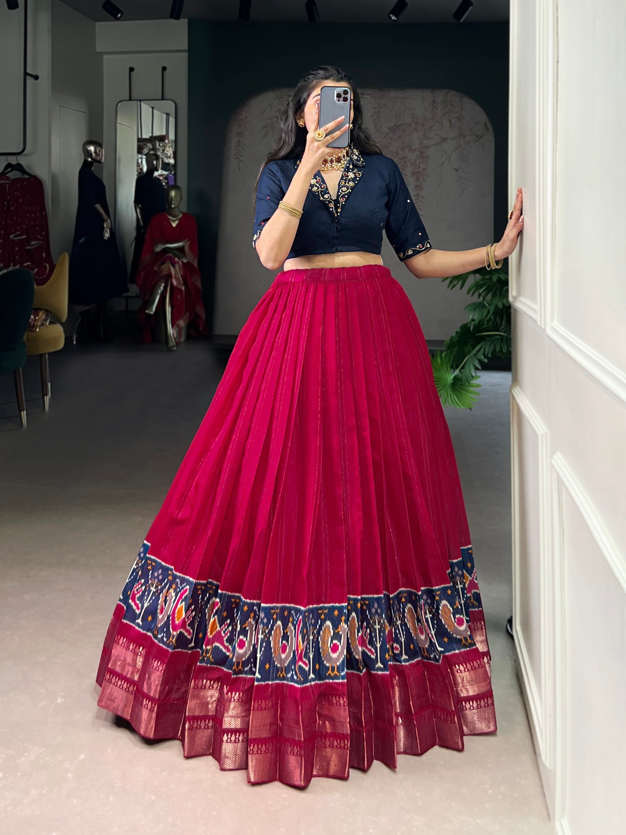 Lorenvalley Fashion Pink Poly Cotton Printed With Zari Weaving Lehenga Choli | Grocsy