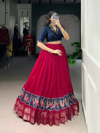 Lorenvalley Fashion Pink Poly Cotton Printed With Zari Weaving Lehenga Choli | Grocsy