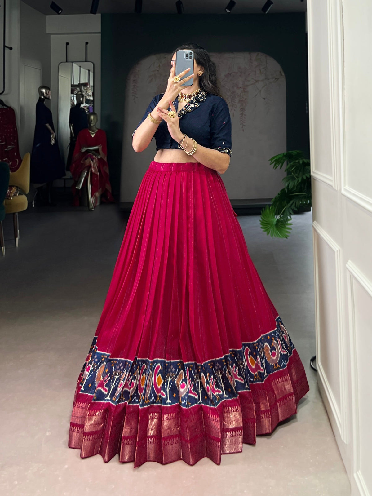 Lorenvalley Fashion Pink Poly Cotton Printed With Zari Weaving Lehenga Choli | Grocsy