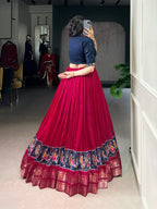 Lorenvalley Fashion Pink Poly Cotton Printed With Zari Weaving Lehenga Choli | Grocsy