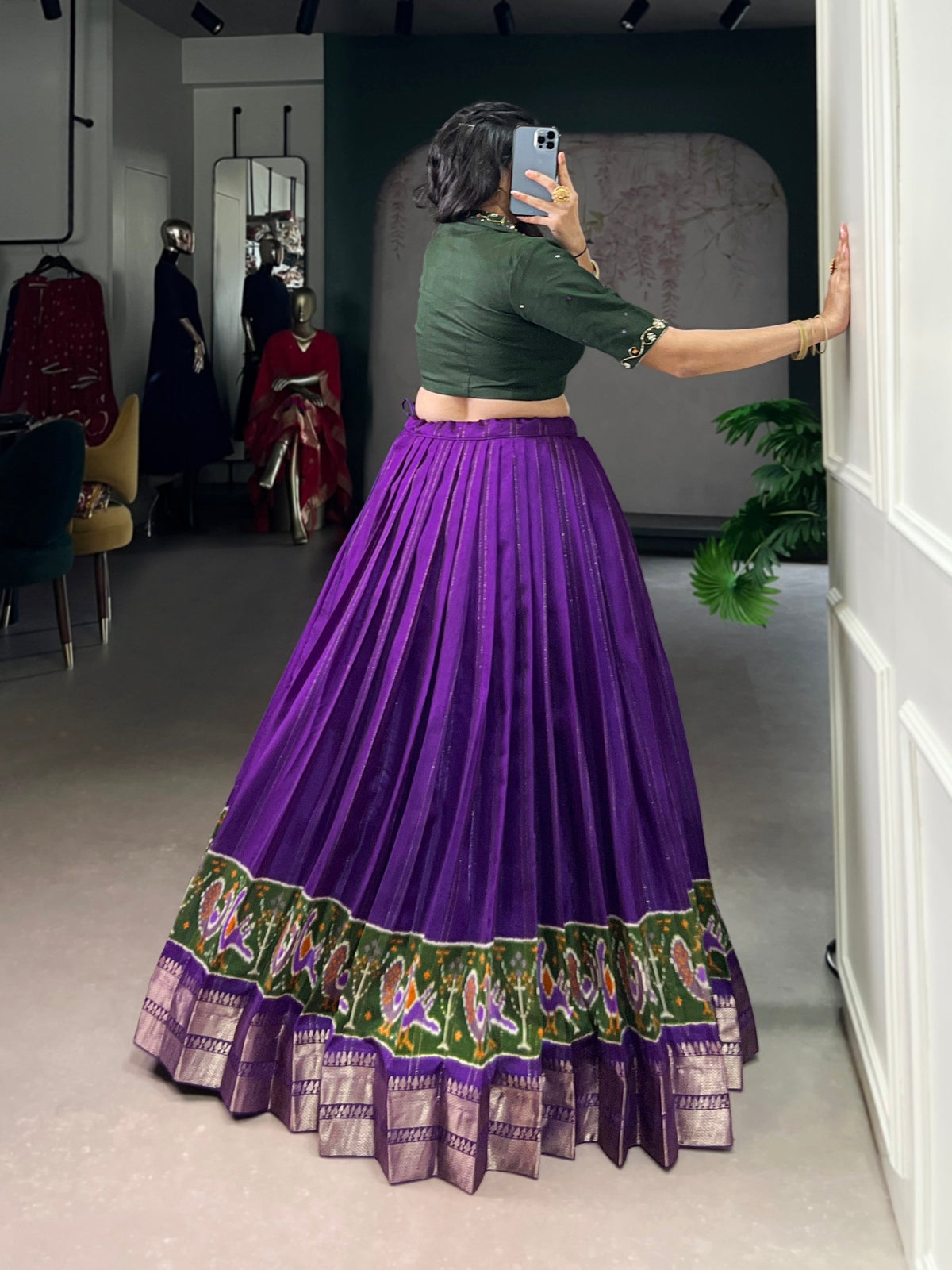 Lorenvalley Fashion Purple Poly Cotton Printed With Zari Weaving Lehenga Choli | Grocsy