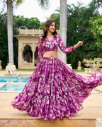 Lorenvalley Wine Georgette Chex beautiful Floral Print ethnic Co-ord Set | Grocsy