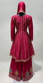 Lorenvalley Magenta Chinon Embroidery With Sequince Work Salwar Kameez Stitched | Grocsy
