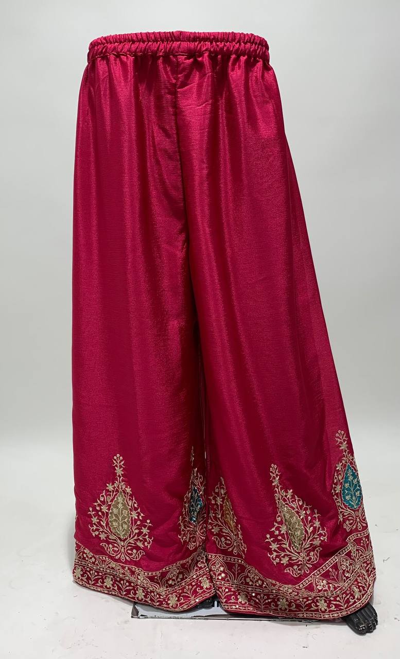 Lorenvalley Magenta Chinon Embroidery With Sequince Work Salwar Kameez Stitched | Grocsy
