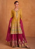 Lorenvalley Yellow Chinon Embroidery With Sequince Work Salwar Kameez Stitched | Grocsy