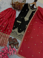 Anaita Black Chinon Silk Readymade Suit with Embroidery & Sequence Work | Grocsy
