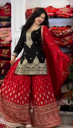 Anaita Black Chinon Silk Readymade Suit with Embroidery & Sequence Work | Grocsy