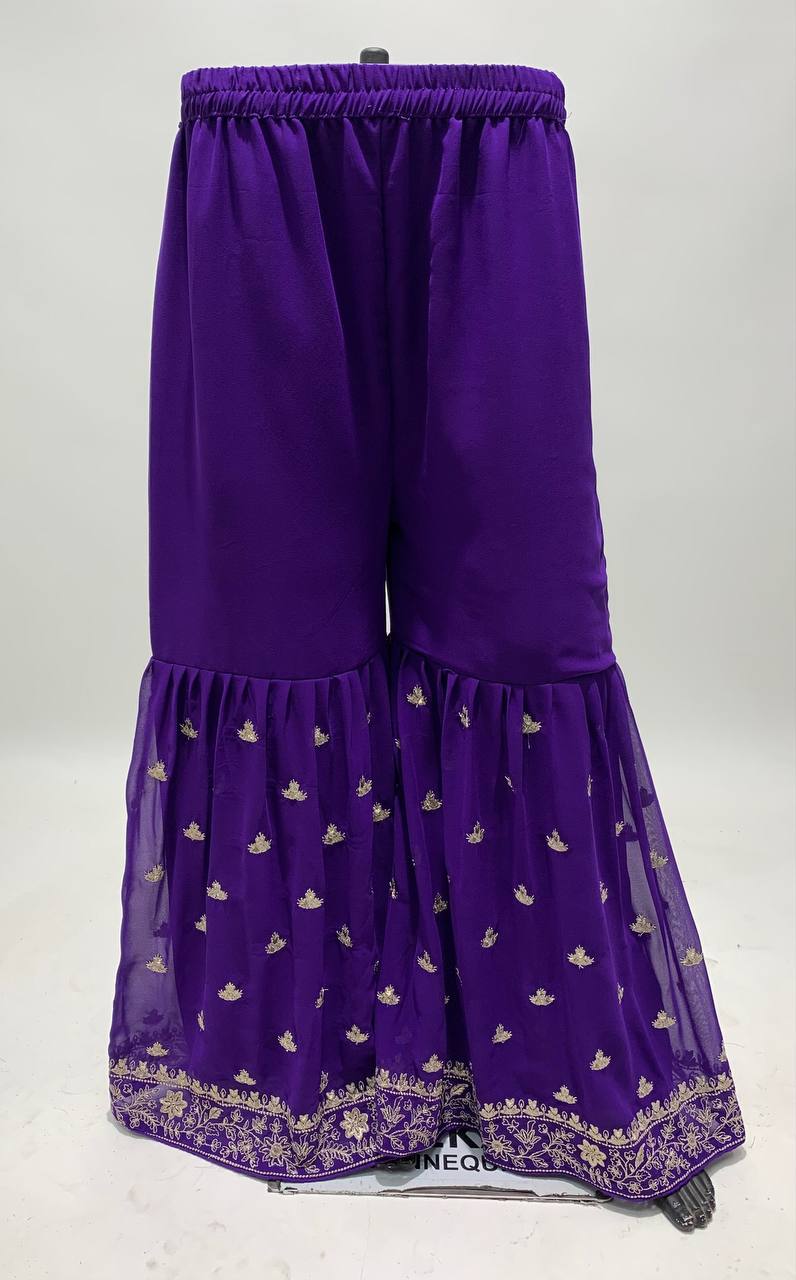 Lorenvalley Purple Georgette Embroidery With Sequince Work Salwar Kameez Stitched | Grocsy