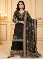 Anaita Black Chinon Silk Readymade Suit with Embroidery & Sequence Work | Grocsy