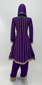 Lorenvalley Purple Chinon Embroidery With Sequince Work Salwar Kameez Stitched | Grocsy