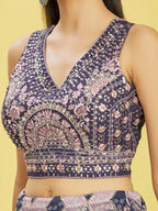 Tulsi Art Charming Blue Embroidered Chinon Festival Wear Lehenga Choli | Grocsy