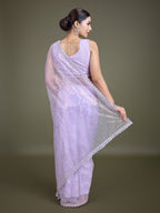 Monjolika Fashion Exclusive Women'S Lavender Soft Net SareeWith Sequin Work | Grocsy