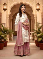 Anaita White Silk Readymade Suit with Embroidery & Sequence Work | Grocsy
