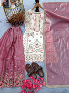 Anaita White Silk Readymade Suit with Embroidery & Sequence Work | Grocsy