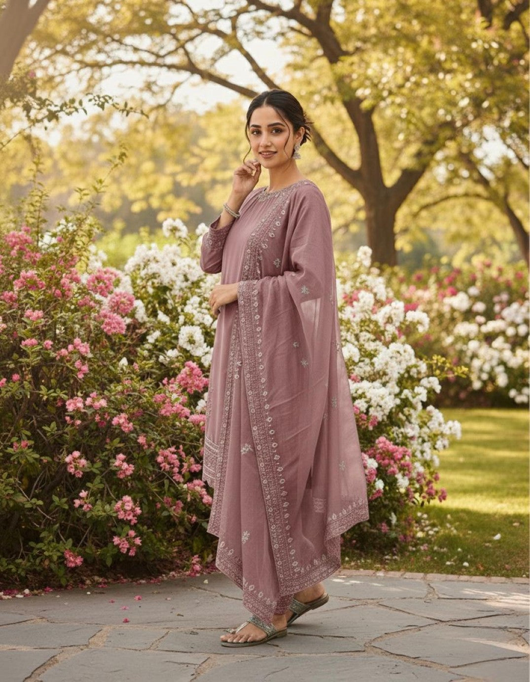 Anaita Pink Crepe Readymade Suit with Embroidery & Sequence Work | Grocsy