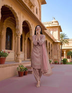 Anaita Pink Crepe Readymade Suit with Embroidery & Sequence Work | Grocsy