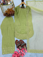 Anaita Green Crepe Readymade Suit with Embroidery & Sequence Work | Grocsy