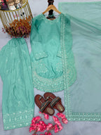 Anaita Sky Blue Crepe Readymade Suit with Embroidery & Sequence Work | Grocsy