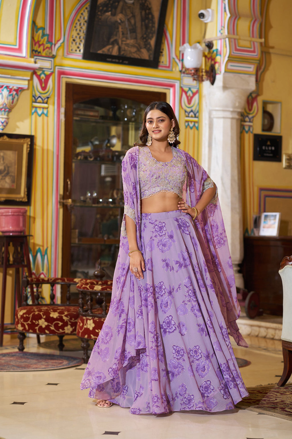 Lorenvalley Fashion Multicolor Georgette Thread Embroidery, Sequins & Tube Beads Work Lehenga Choli With Stylish Dupatta | Grocsy