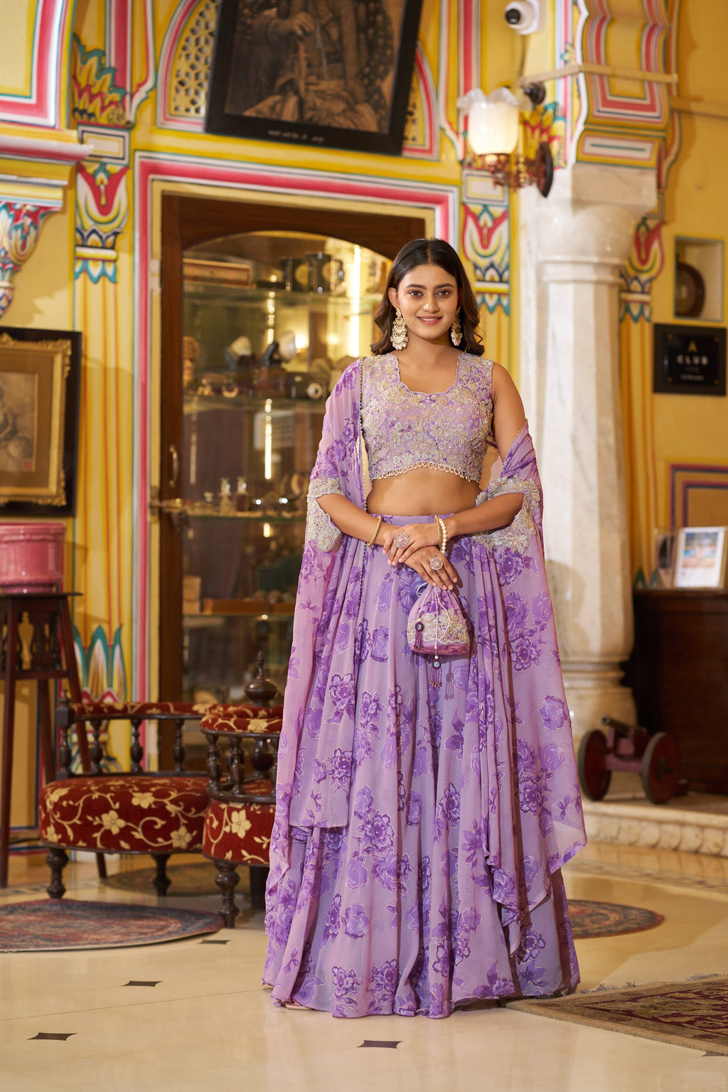 Lorenvalley Fashion Multicolor Georgette Thread Embroidery, Sequins & Tube Beads Work Lehenga Choli With Stylish Dupatta | Grocsy