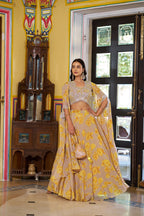 Lorenvalley Fashion Multicolor Georgette Thread Embroidery, Sequins & Tube Beads Work Lehenga Choli With Stylish Dupatta | Grocsy
