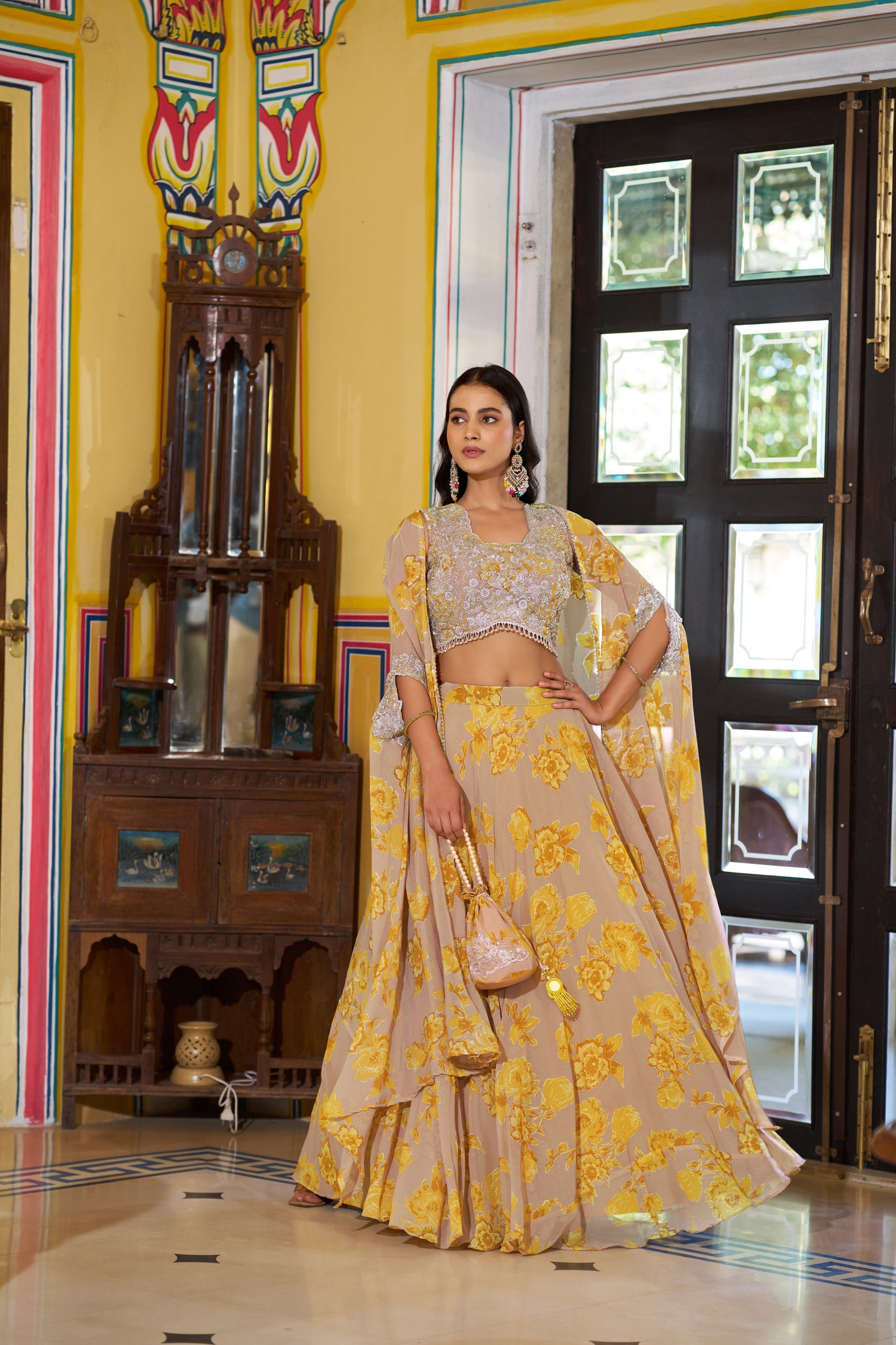 Lorenvalley Fashion Multicolor Georgette Thread Embroidery, Sequins & Tube Beads Work Lehenga Choli With Stylish Dupatta | Grocsy