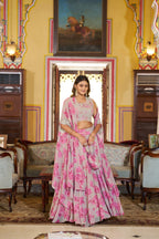 Lorenvalley Fashion Multicolor Georgette Thread Embroidery, Sequins & Tube Beads Work Lehenga Choli With Stylish Dupatta | Grocsy