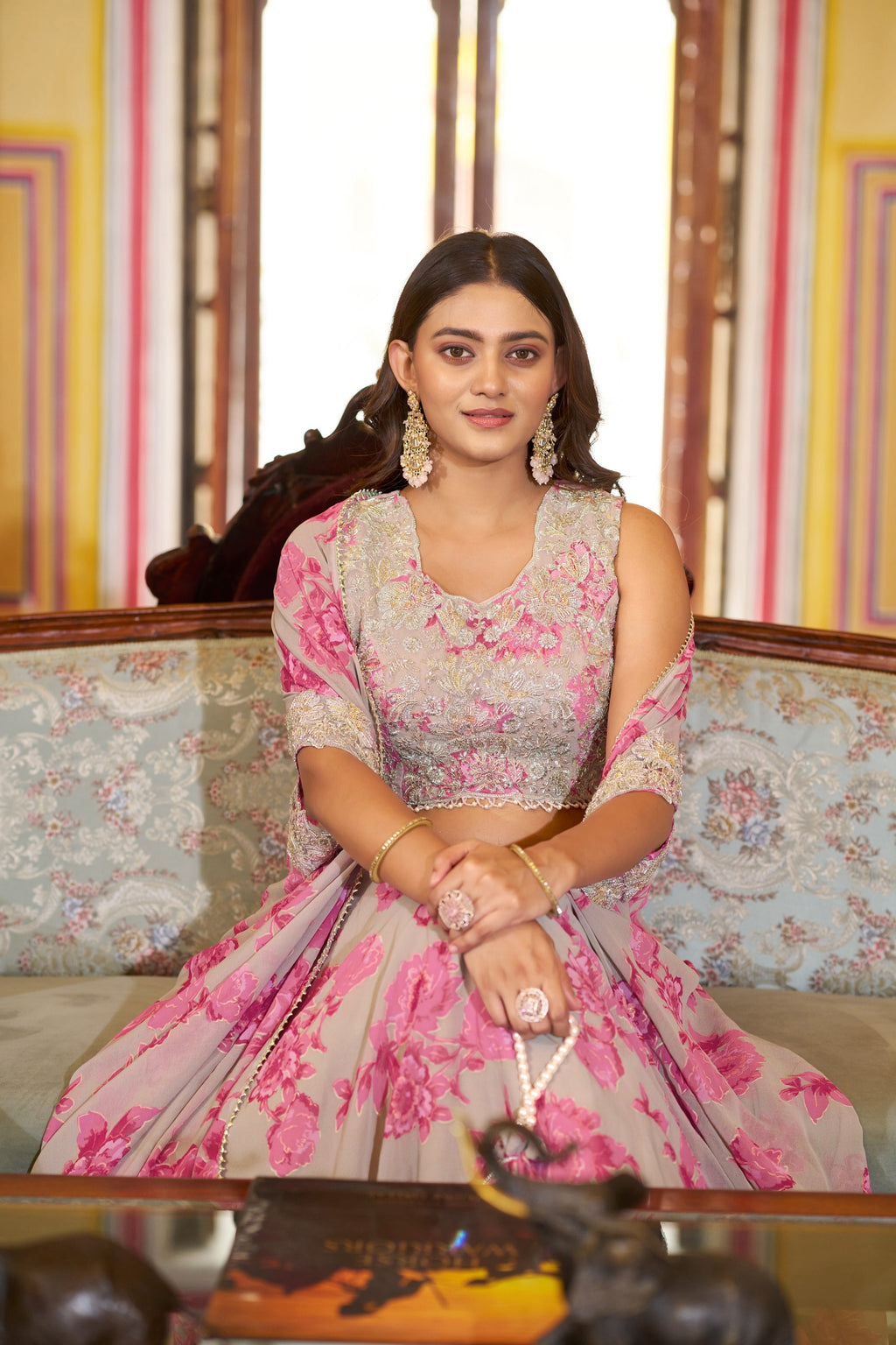 Lorenvalley Fashion Multicolor Georgette Thread Embroidery, Sequins & Tube Beads Work Lehenga Choli With Stylish Dupatta | Grocsy