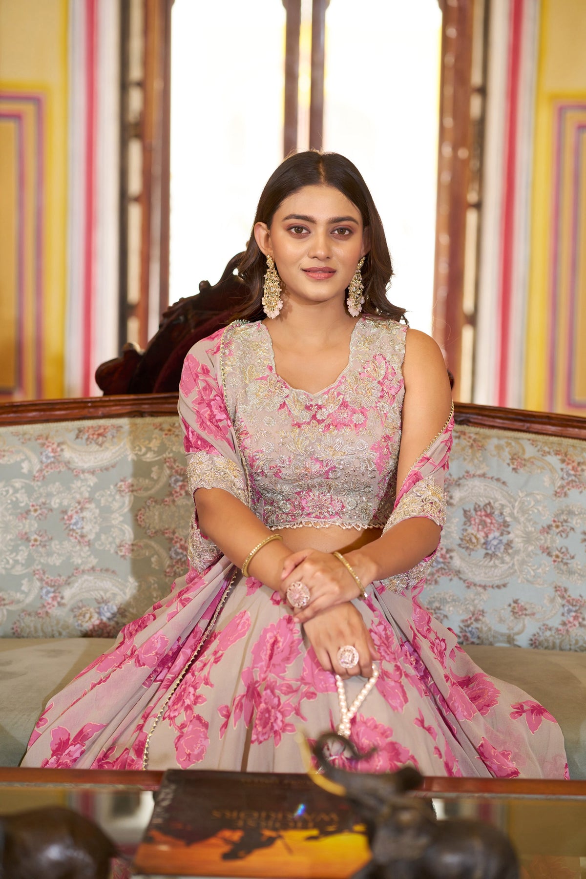 Lorenvalley Fashion Multicolor Georgette Thread Embroidery, Sequins & Tube Beads Work Lehenga Choli With Stylish Dupatta | Grocsy