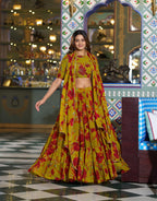 Lorenvalley Fashion Multicolor Marble Floral Printed Lehenga Choli With Dupatta | Grocsy