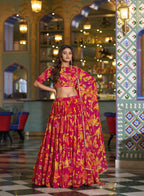 Lorenvalley Fashion Multicolor Marble Floral Printed Lehenga Choli With Dupatta | Grocsy
