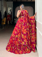 Lorenvalley Fashion Multicolor Marble Floral Printed Lehenga Choli with Dupatta | Grocsy