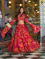 Lorenvalley Fashion Multicolor Marble Floral Printed Lehenga Choli With Dupatta | Grocsy