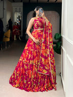Lorenvalley Fashion Multicolor Marble Floral Printed Lehenga Choli with Dupatta | Grocsy