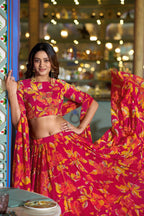 Lorenvalley Fashion Multicolor Marble Floral Printed Lehenga Choli With Dupatta | Grocsy