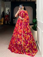 Lorenvalley Fashion Multicolor Marble Floral Printed Lehenga Choli with Dupatta | Grocsy