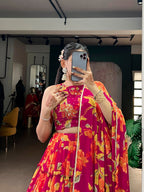 Lorenvalley Fashion Multicolor Marble Floral Printed Lehenga Choli with Dupatta | Grocsy