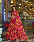 Lorenvalley Fashion Multicolor Marble Floral Printed Lehenga Choli With Dupatta | Grocsy