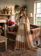 Anaita White & Brown Georgette Readymade Suit with Embroidery Thread Work | Grocsy