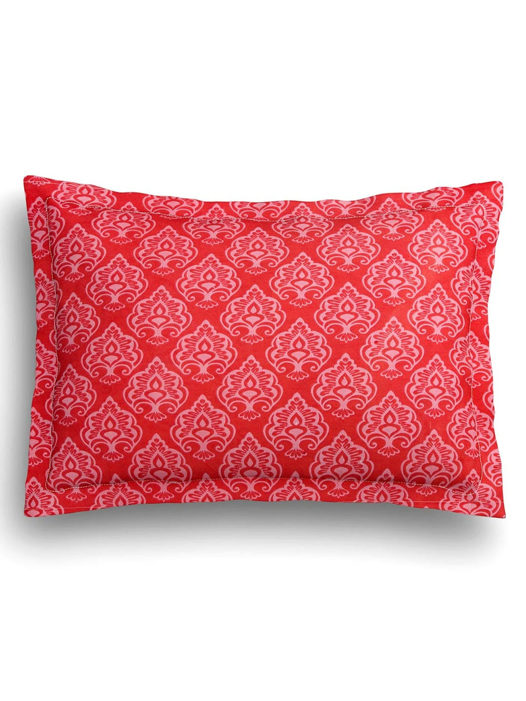 SEJ by Nisha Gupta Red Printed 180 TC Cotton Double Bedsheet with 2 Pillow Covers | Grocsy