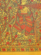 Saree Mall Yellow Art Silk Madhubani Print Saree | Grocsy