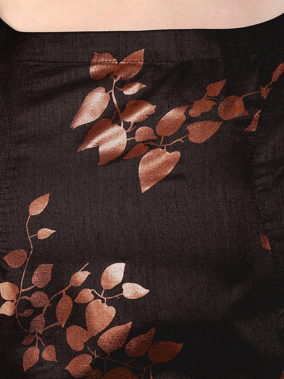 Janasya Women Black Floral Print A-Line Kurta | Grocsy