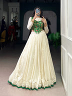 Lorenvalley Fashion Off White Vichitra Silk Lace Touch Up Lehenga Choli | Grocsy