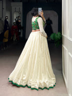 Lorenvalley Fashion Off White Vichitra Silk Lace Touch Up Lehenga Choli | Grocsy