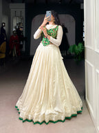 Lorenvalley Fashion Off White Vichitra Silk Lace Touch Up Lehenga Choli | Grocsy